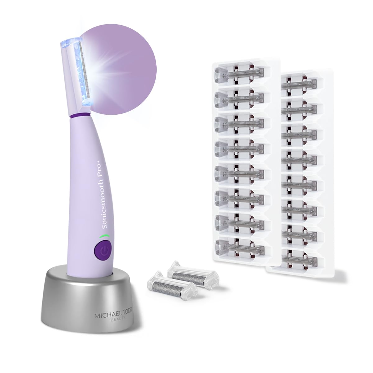Dermaplane Face & Eyebrow Razor with LED Light — 16 Blades