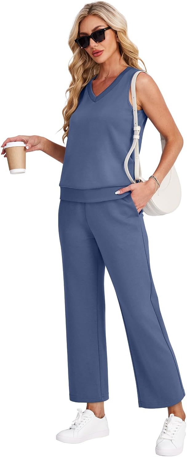 Women’s V-Neck Summer Lounge Two-Piece Set