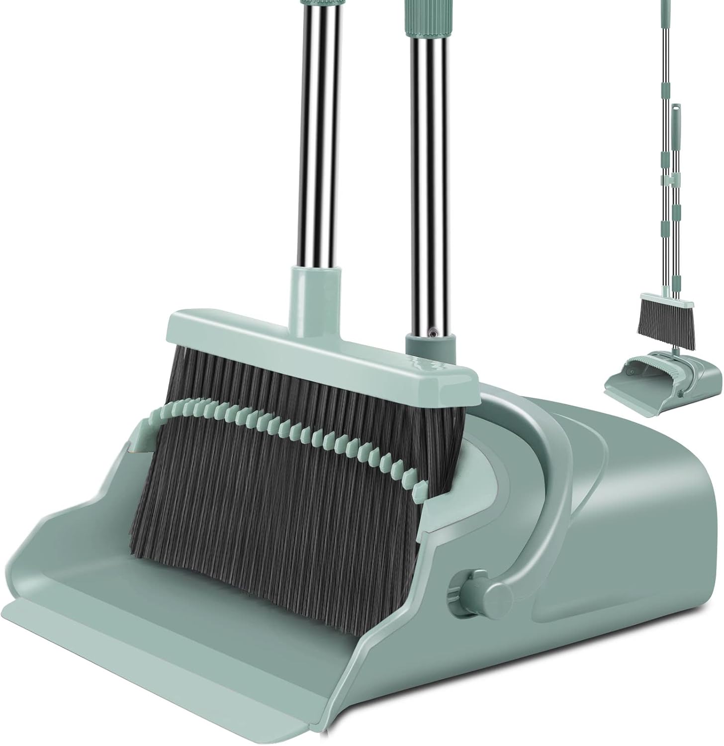 Large Upright Broom and Dustpan Set with Long Handle