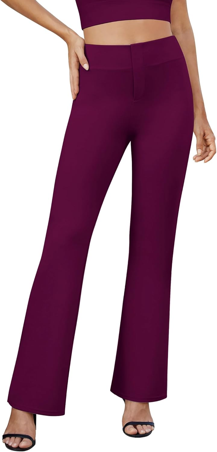 Women's High-Waist Bootcut Work Pants with Pockets