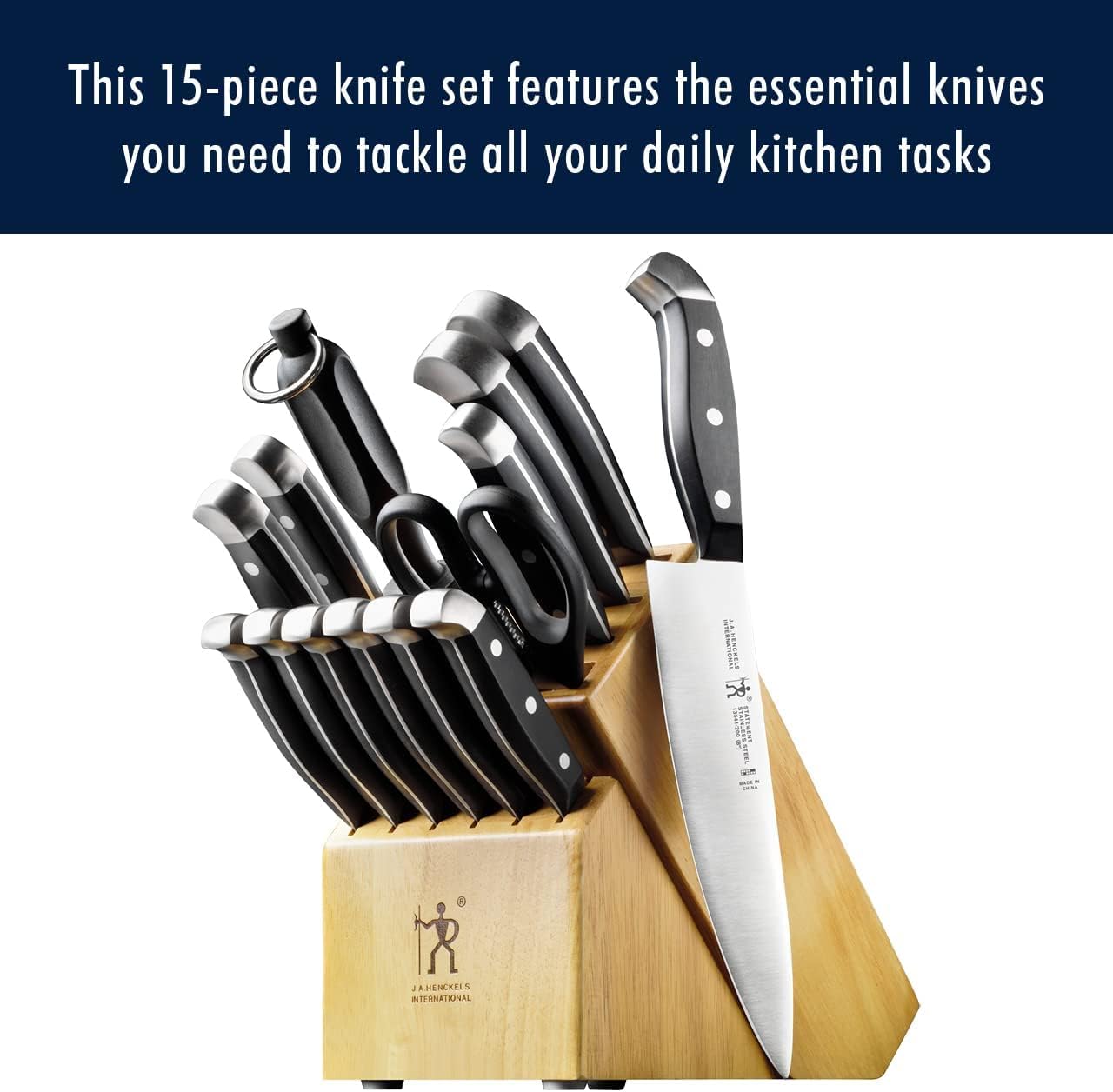 15-Piece Premium Knife Block Set with Shears & Honing Steel