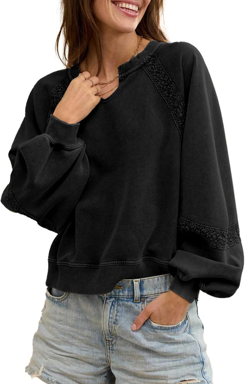 Acelitt Women's Casual Crewneck Sweatshirt – Long Sleeve Pullover