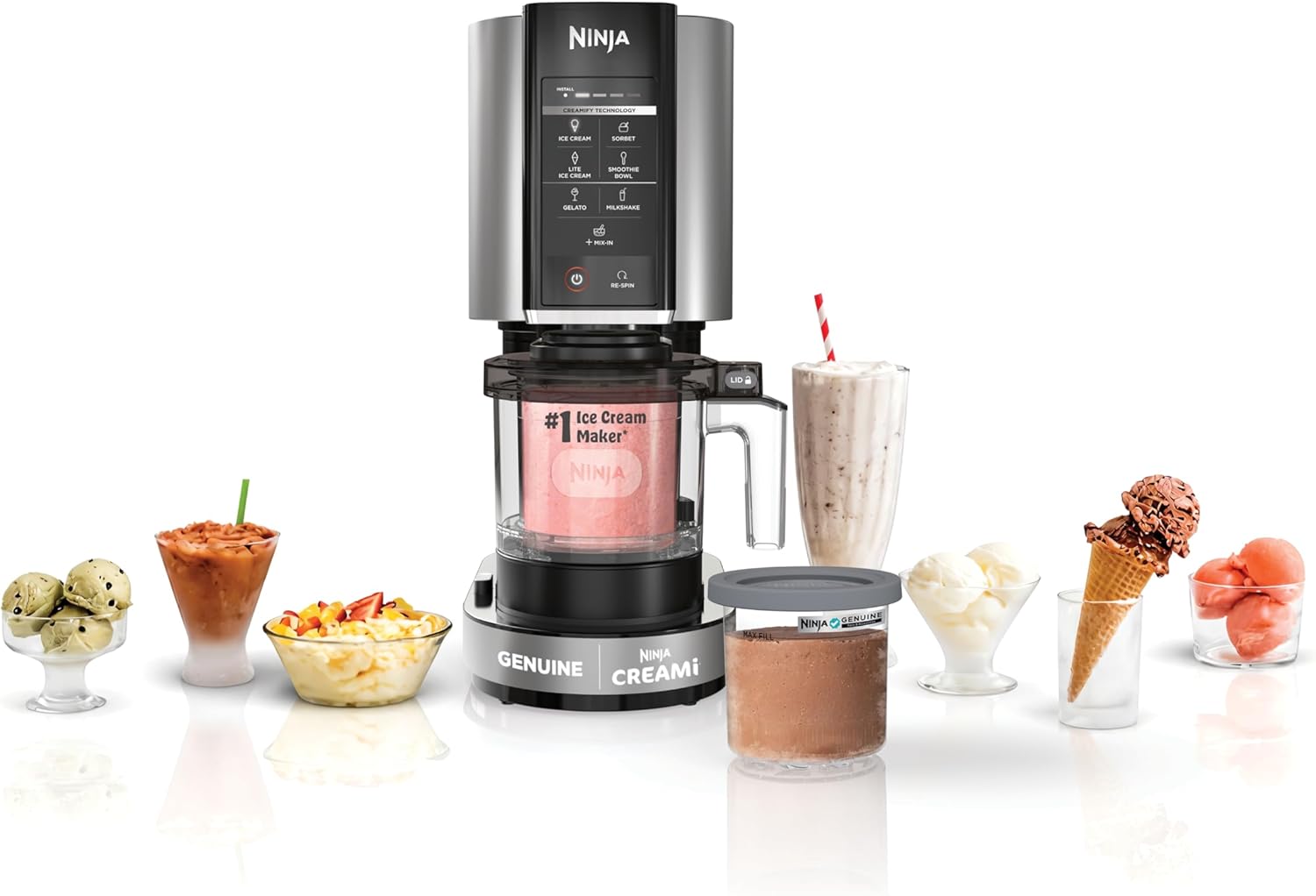 Compact Electric Ice Cream Maker with Two Pint Containers