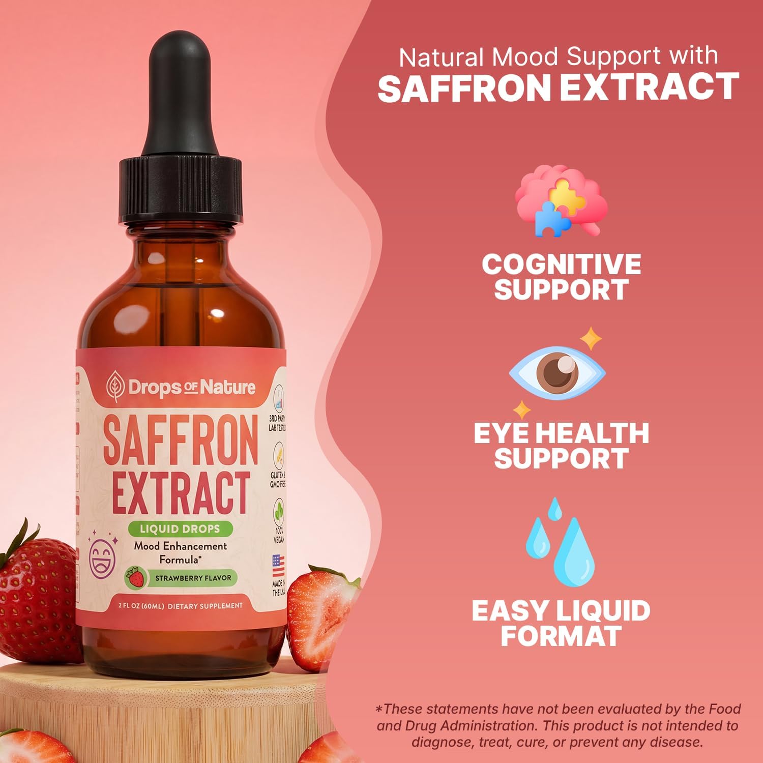 Strawberry Saffron Drops – Vegan 60mL Pure Extract