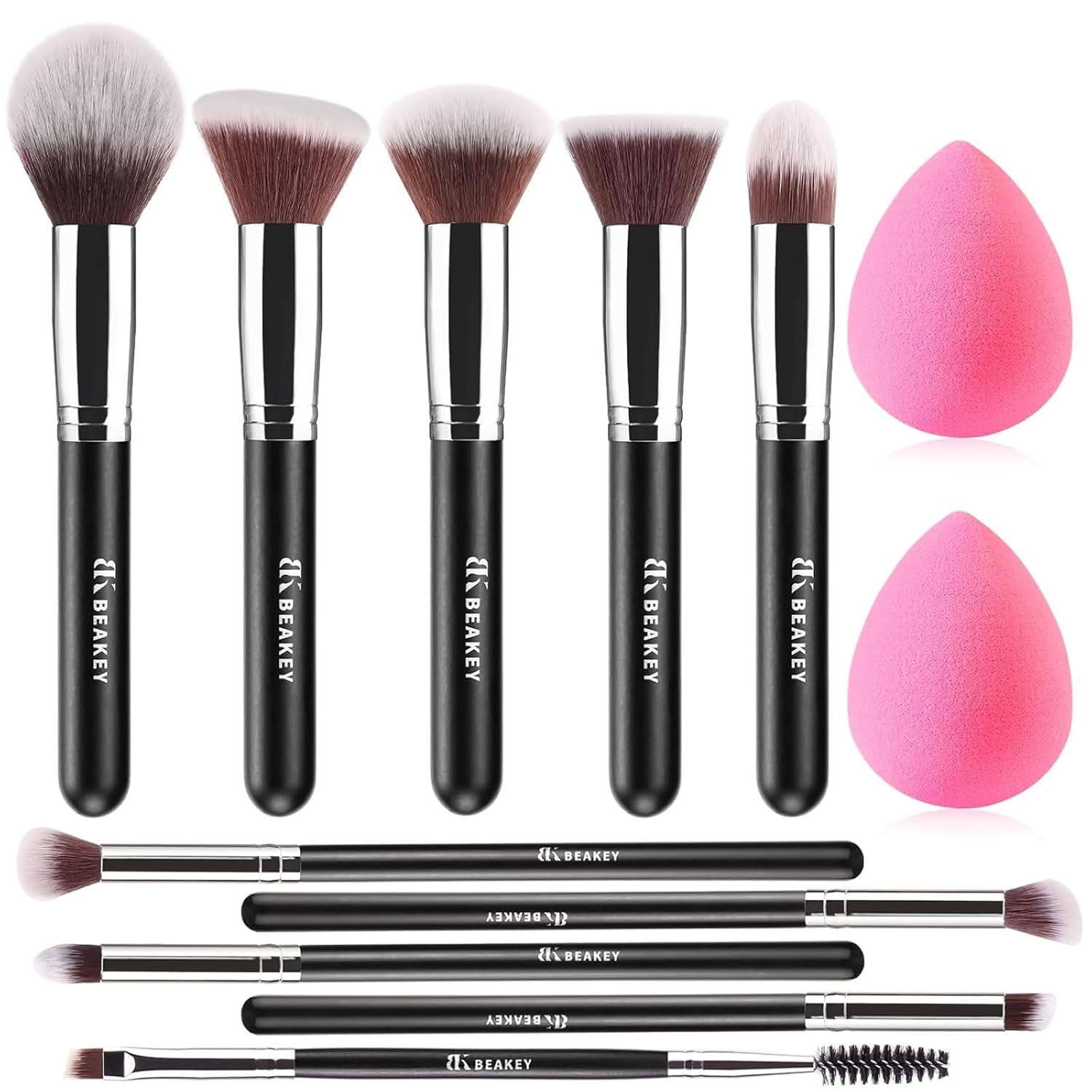 Professional Makeup Brush Set with Sponges & Travel Case