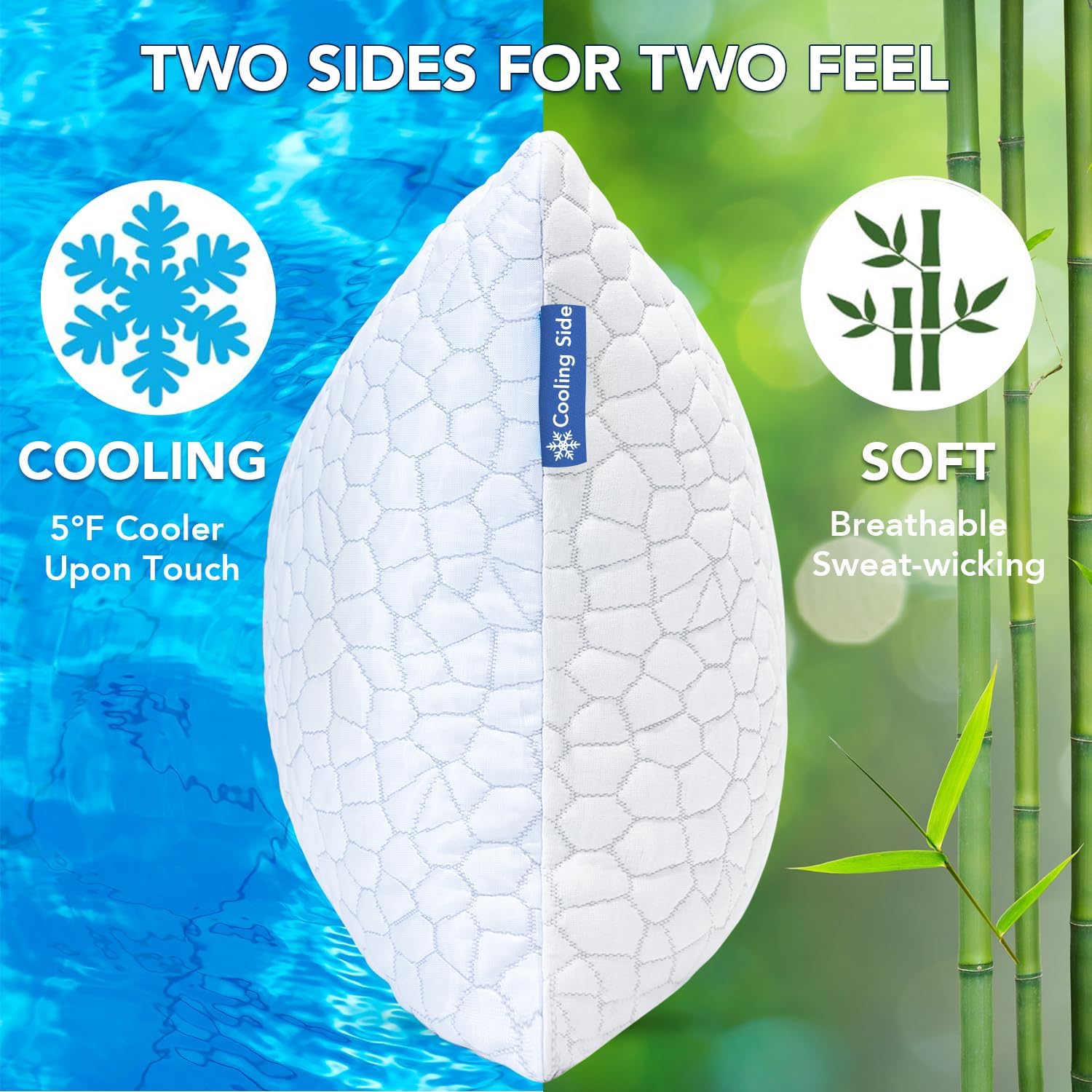 Cooling Adjustable Gel Memory Foam Pillow Set – Queen, 2 Pack