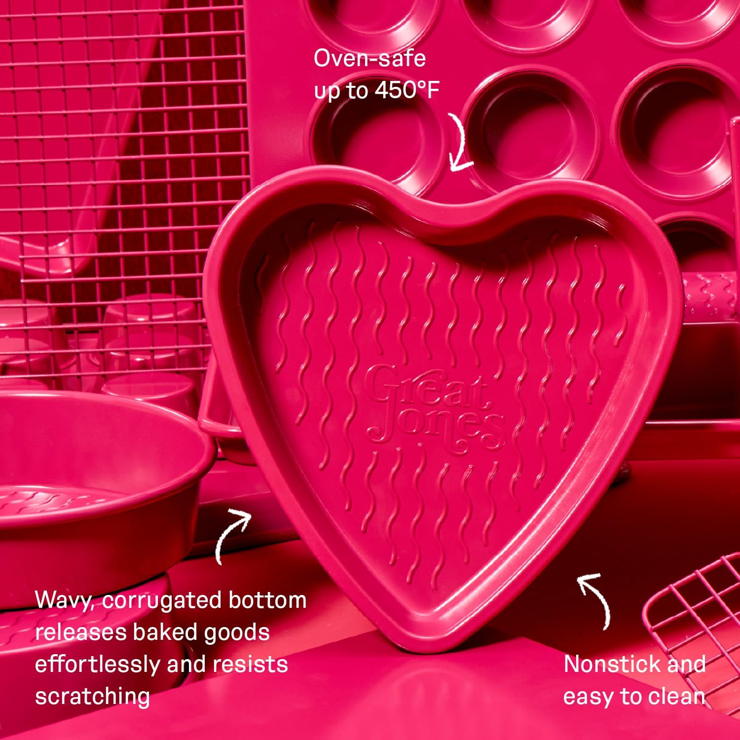 Heart Cake Pan, Nonstick Aluminized Steel, 9.7 x 9.7 x 1.7 inches