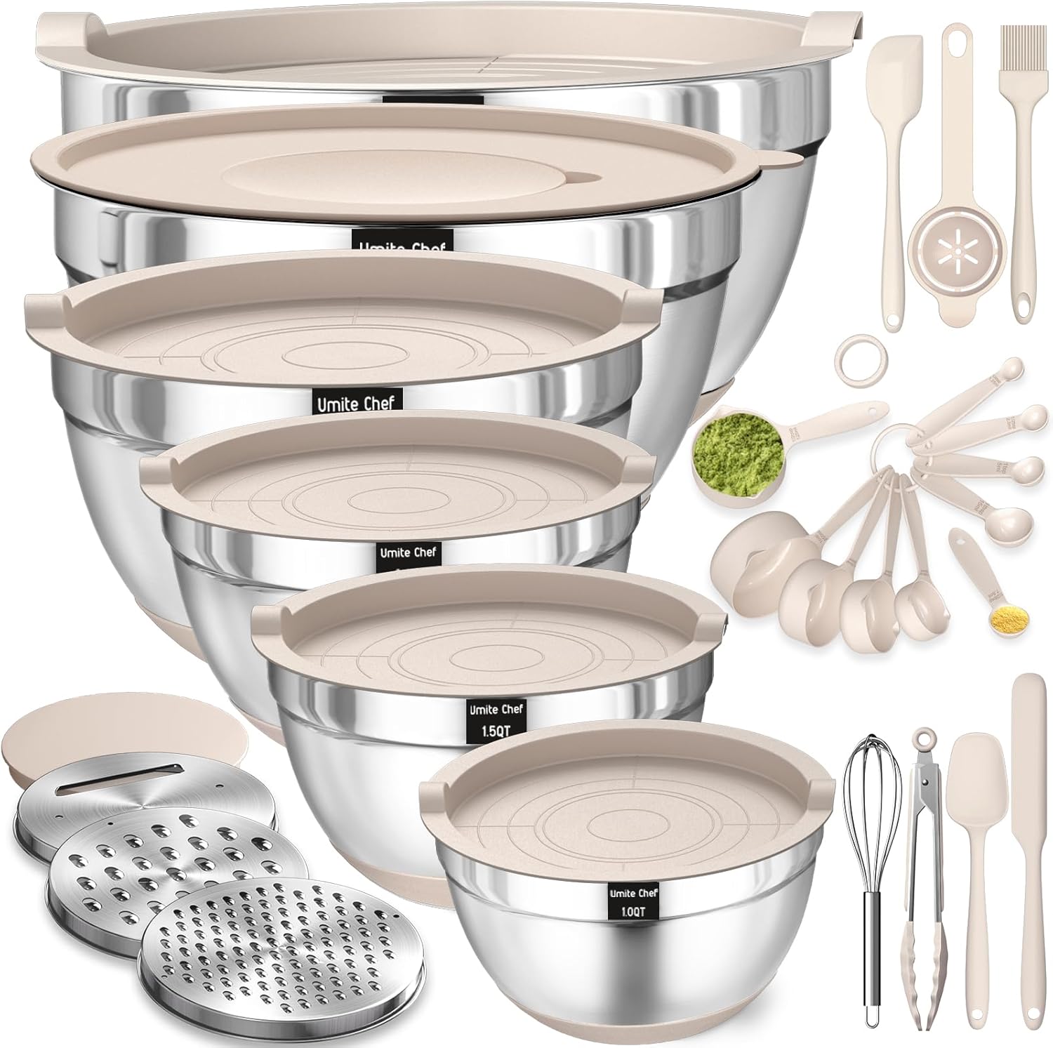 26 Piece Stainless Steel Mixing Bowl Set with Lids