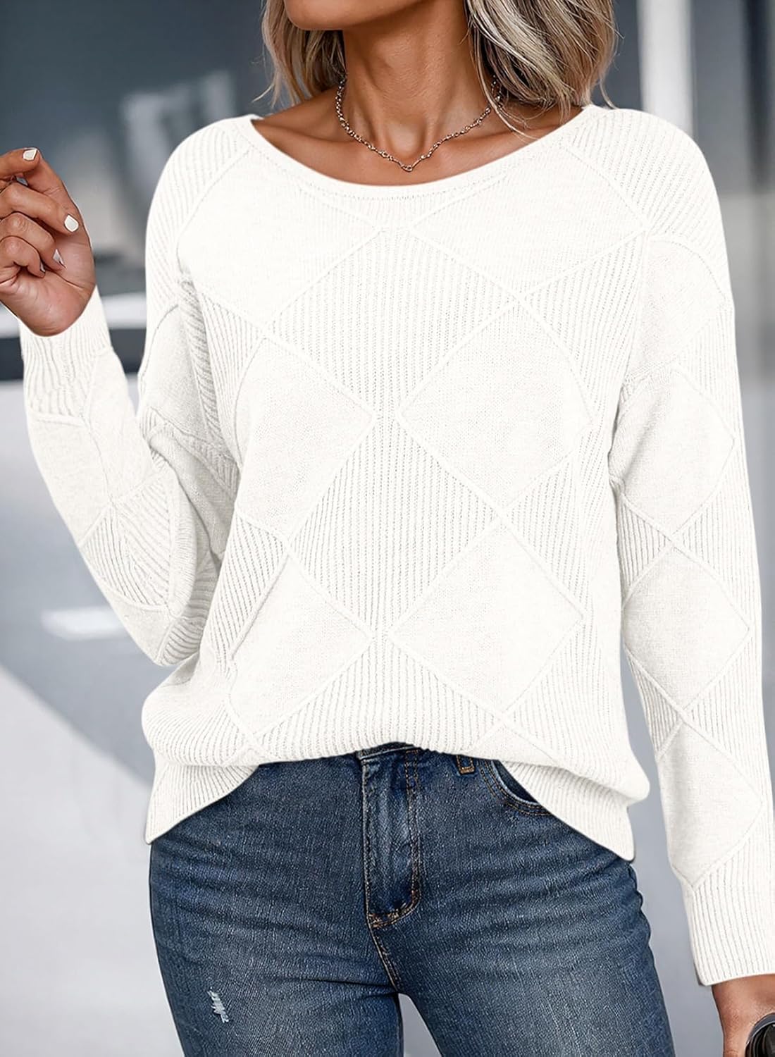 Dokotoo Chunky Crew Neck Long Sleeve Sweater