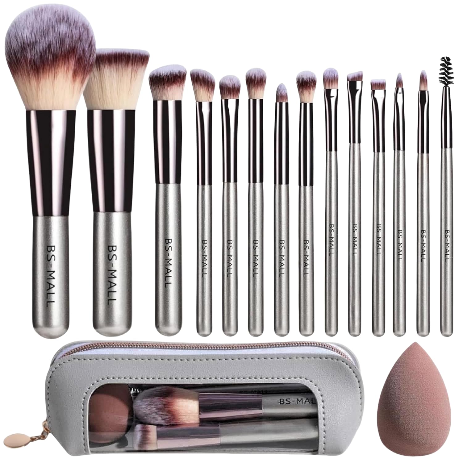 14-Piece Travel Makeup Brush Set with Sponge & Carry Case