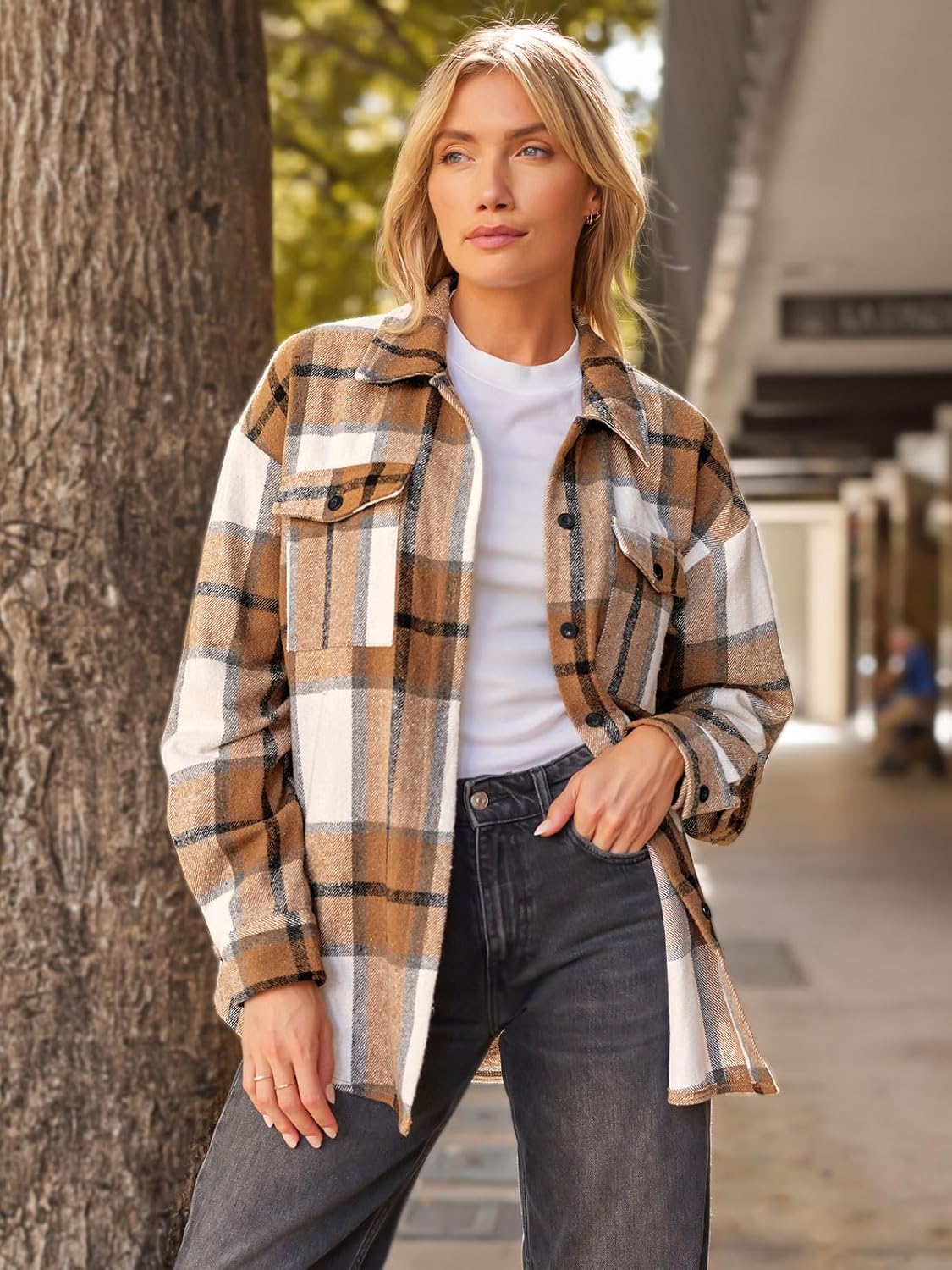 Women's Plaid Flannel Shacket – Cozy Fall & Winter Jacket