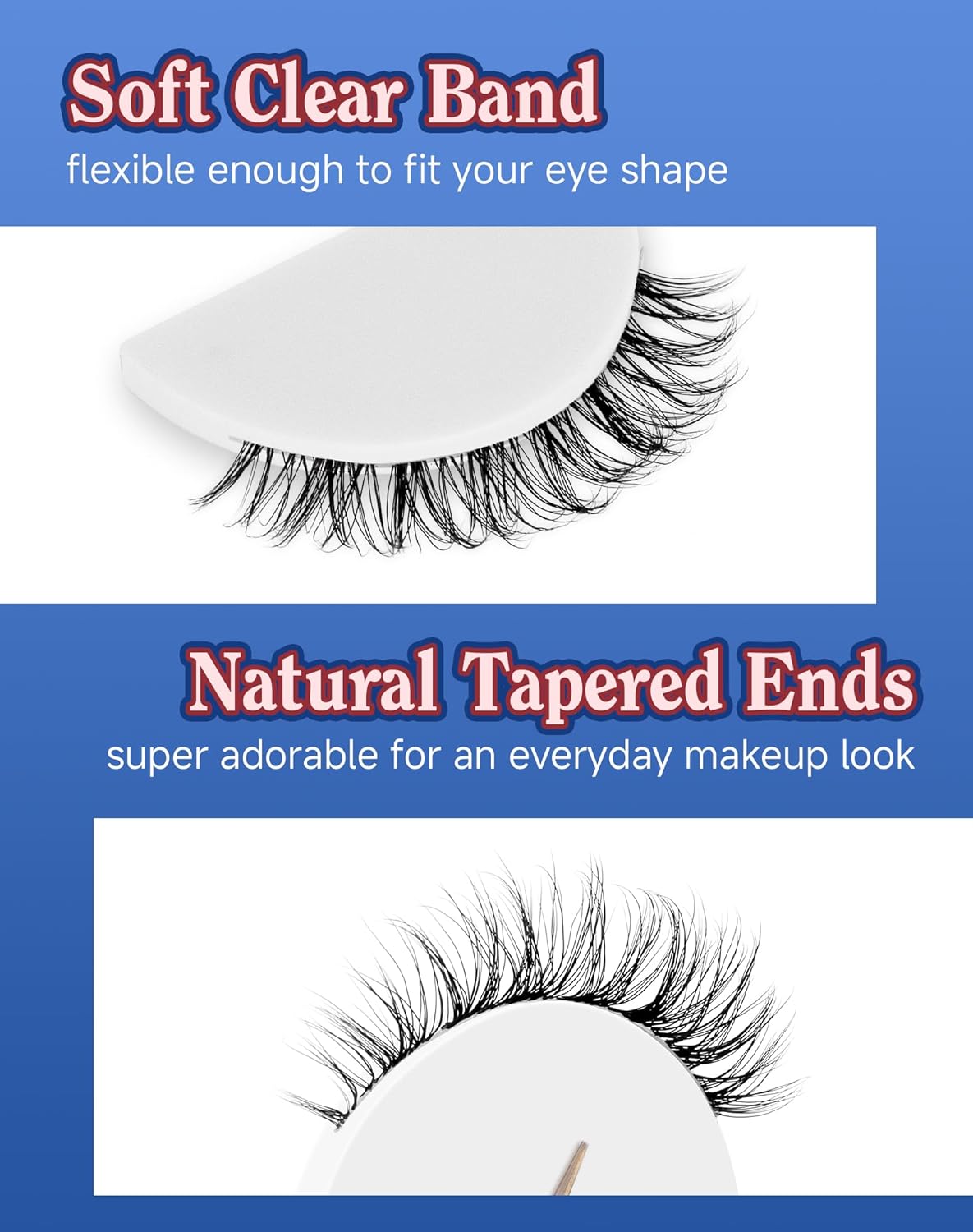 Short Wispy Clear-Band False Eyelashes - 7 Pairs