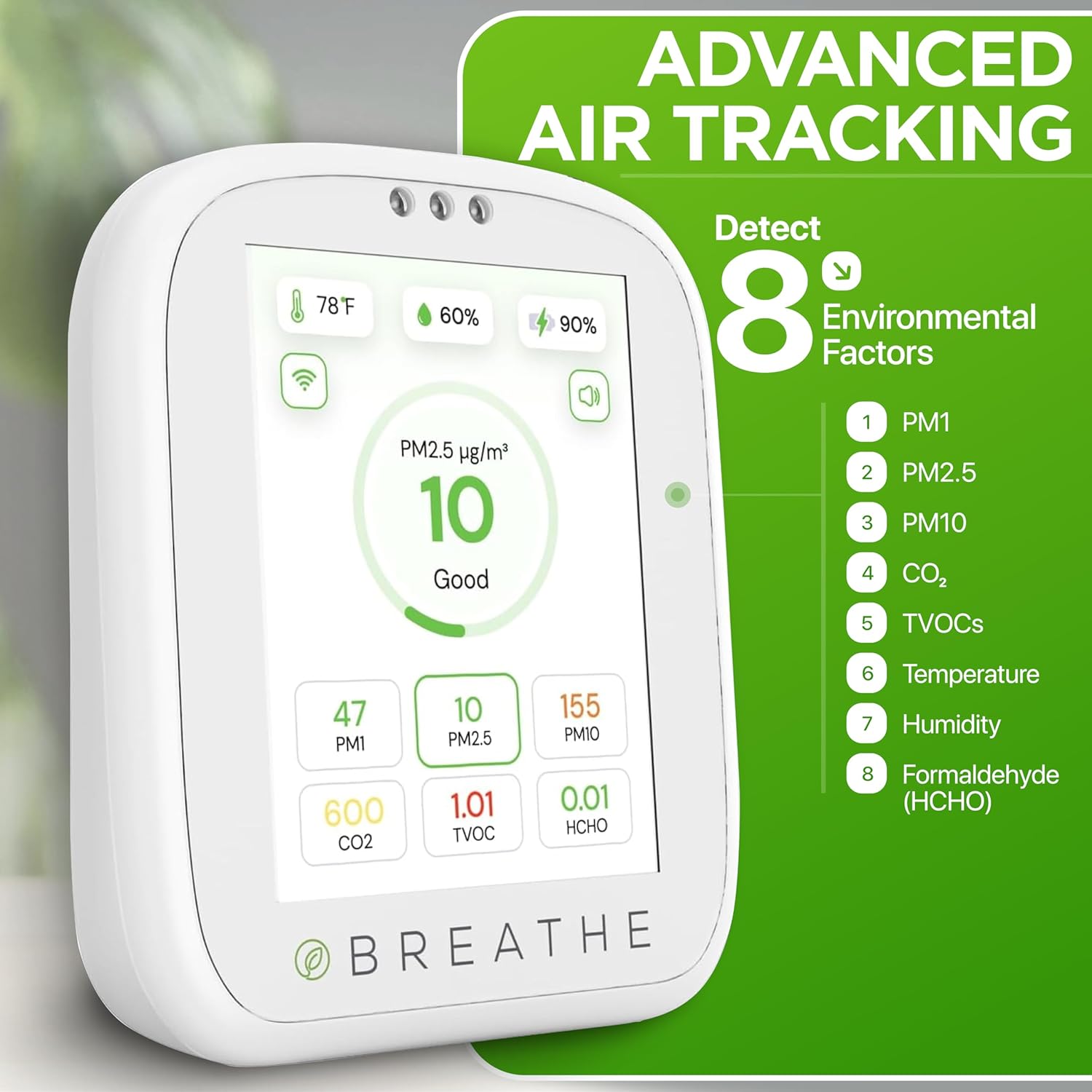 8-in-1 Indoor Air Quality & Comfort Monitor