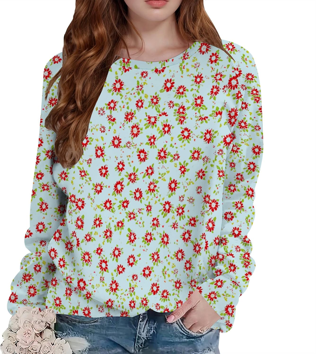 Women's Boho Floral Graphic Sweatshirt — Plus Size Pullover