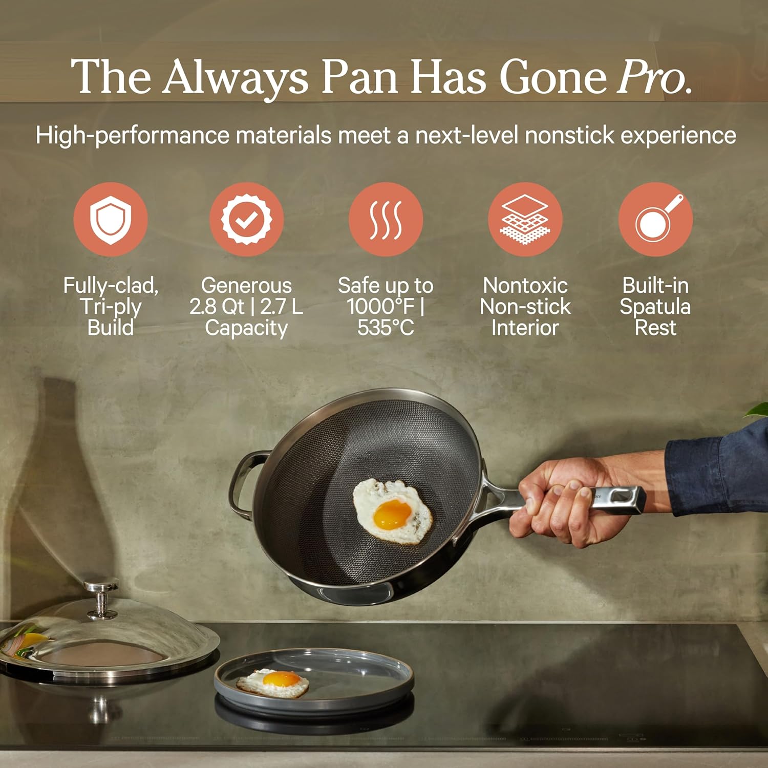 10.6" Titanium Tri-Ply Nonstick Frying Pan with Spatula
