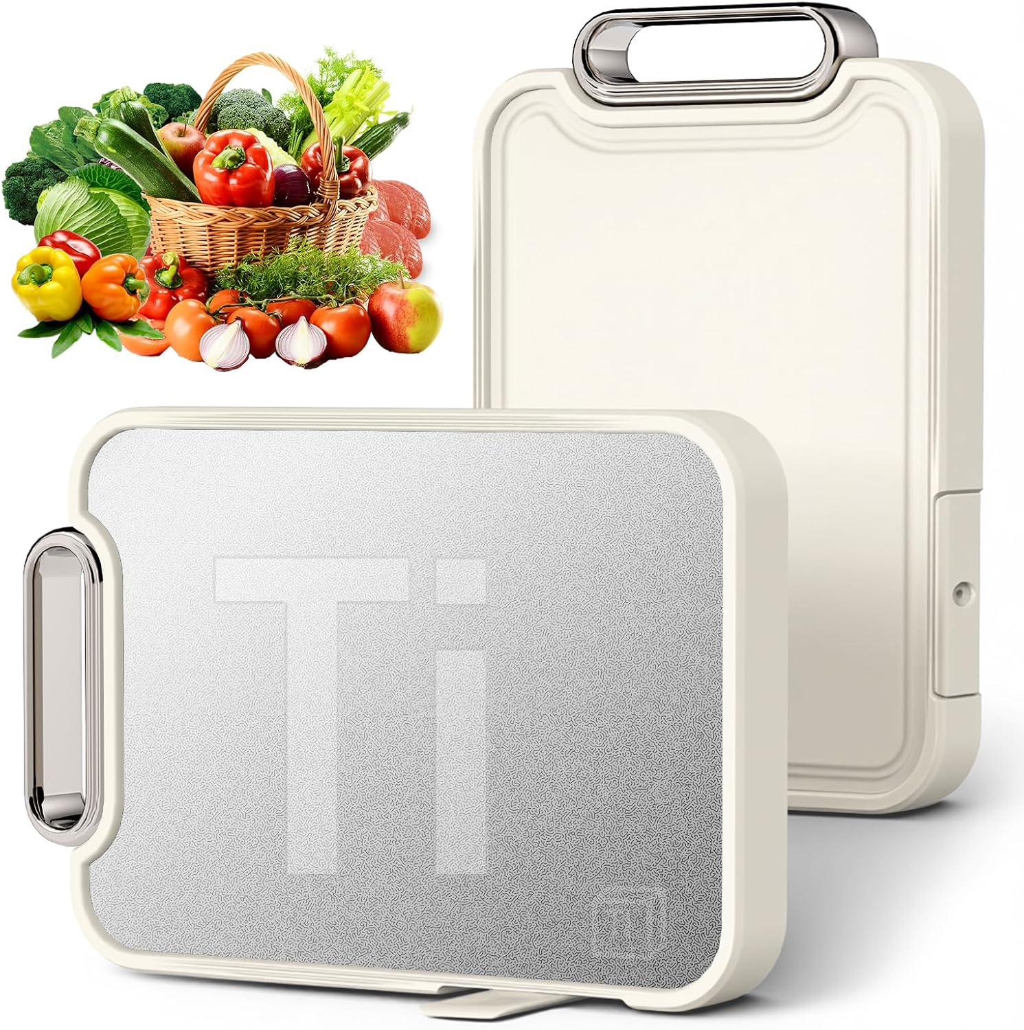 Double-Sided Titanium & Wheat Straw Cutting Board, 16×10 Inch