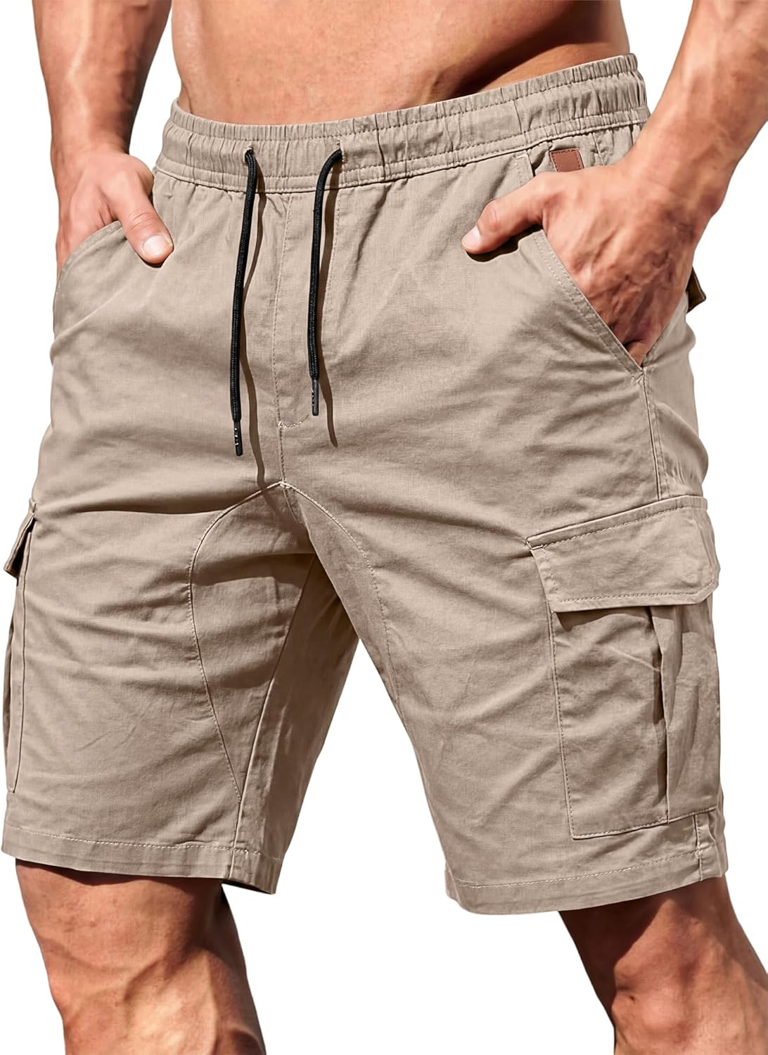 JMIERR Men's Stretch Cotton Cargo Beach Shorts