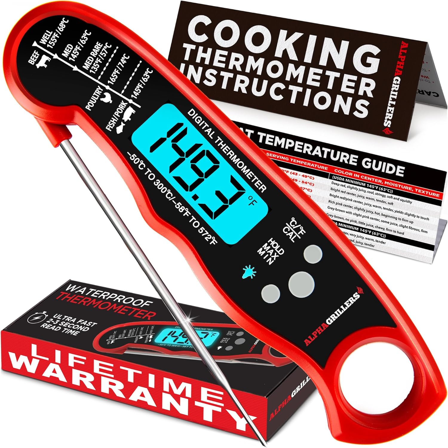 Instant Read Digital Meat Thermometer for Grilling and Cooking