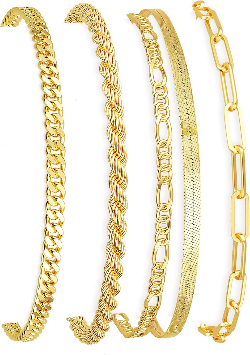 14K Gold Plated Bracelet Set for Women Dainty Stack