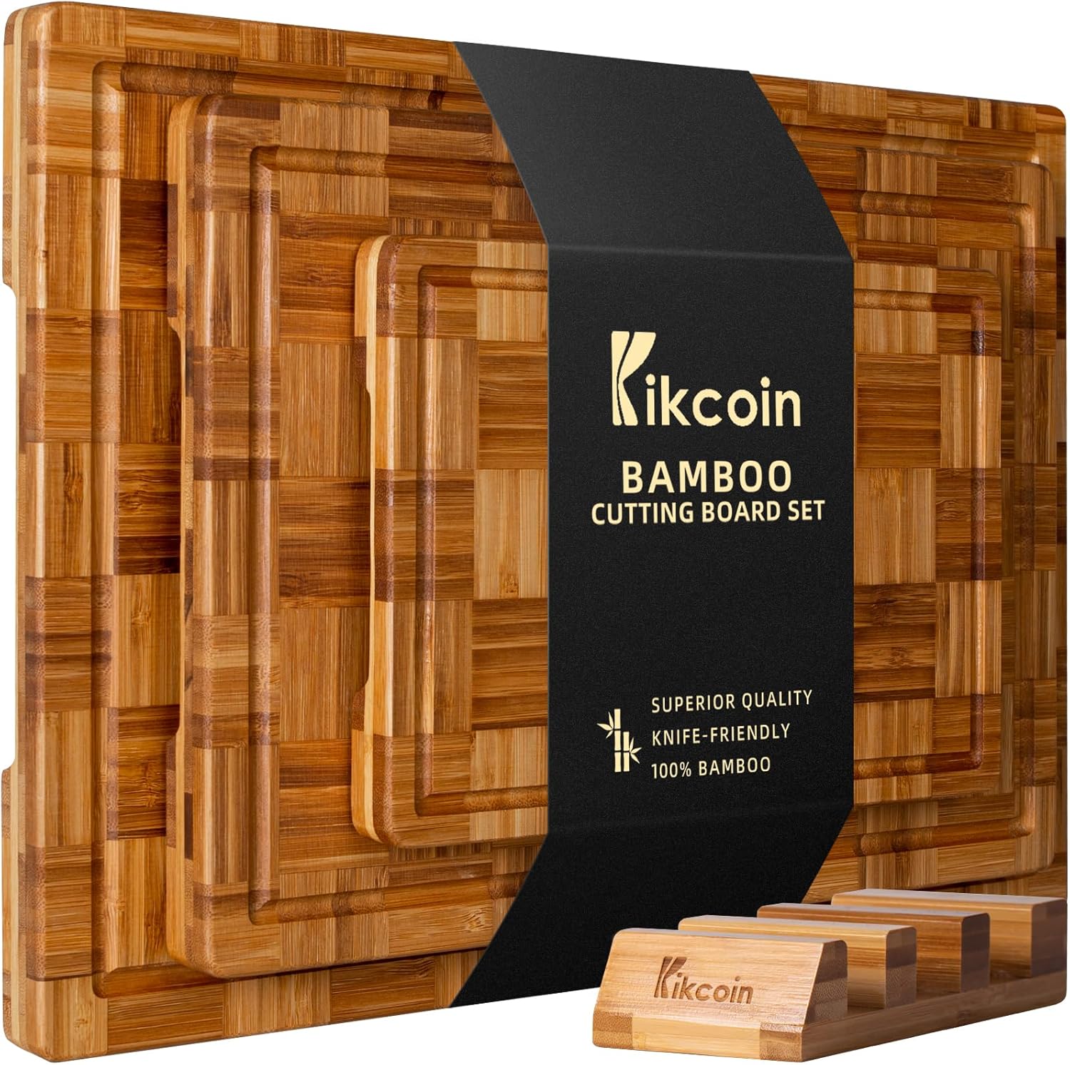 Extra Large Bamboo Cutting Board Set of Three with Groove